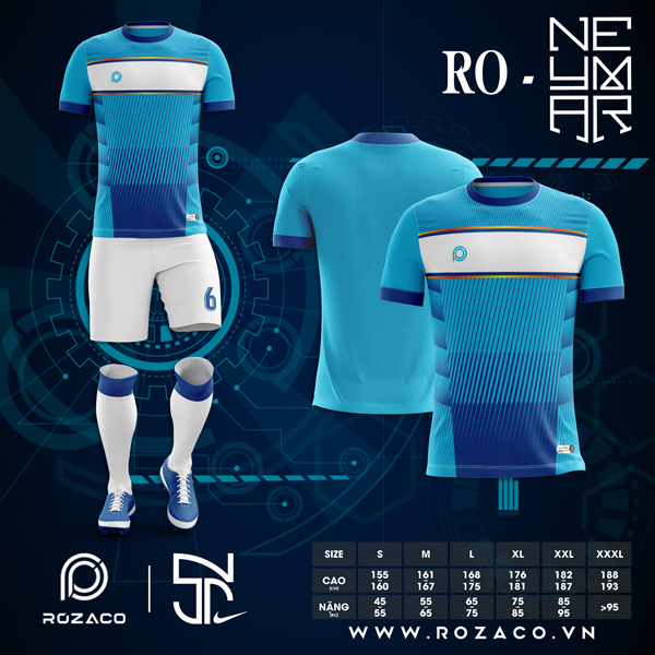 Mẫu áo bóng đá không logo đẹp nhất 2022 RO-NEYMAR tại Huyện Kỳ Anh Tỉnh Hà Tĩnh