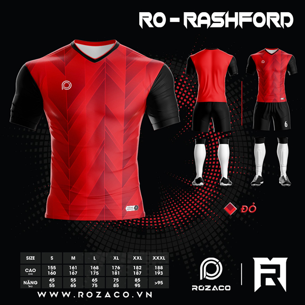 Mẫu áo bóng đá không logo đẹp nhất RO-RASHFORD Tại Huyện Vũ Quang Tỉnh Hà Tĩnh