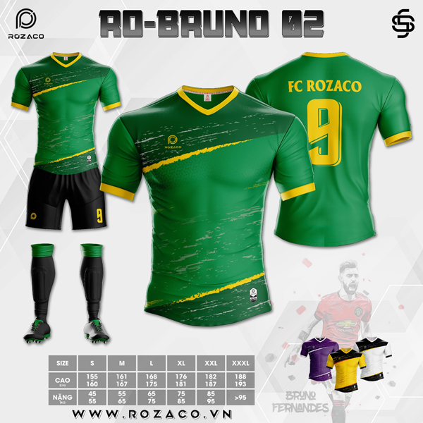 Mẫu áo bóng đá không logo đẹp nhất RO-BRUNO 02 Tại Huyện Hương Khê Tỉnh Hà Tĩnh
